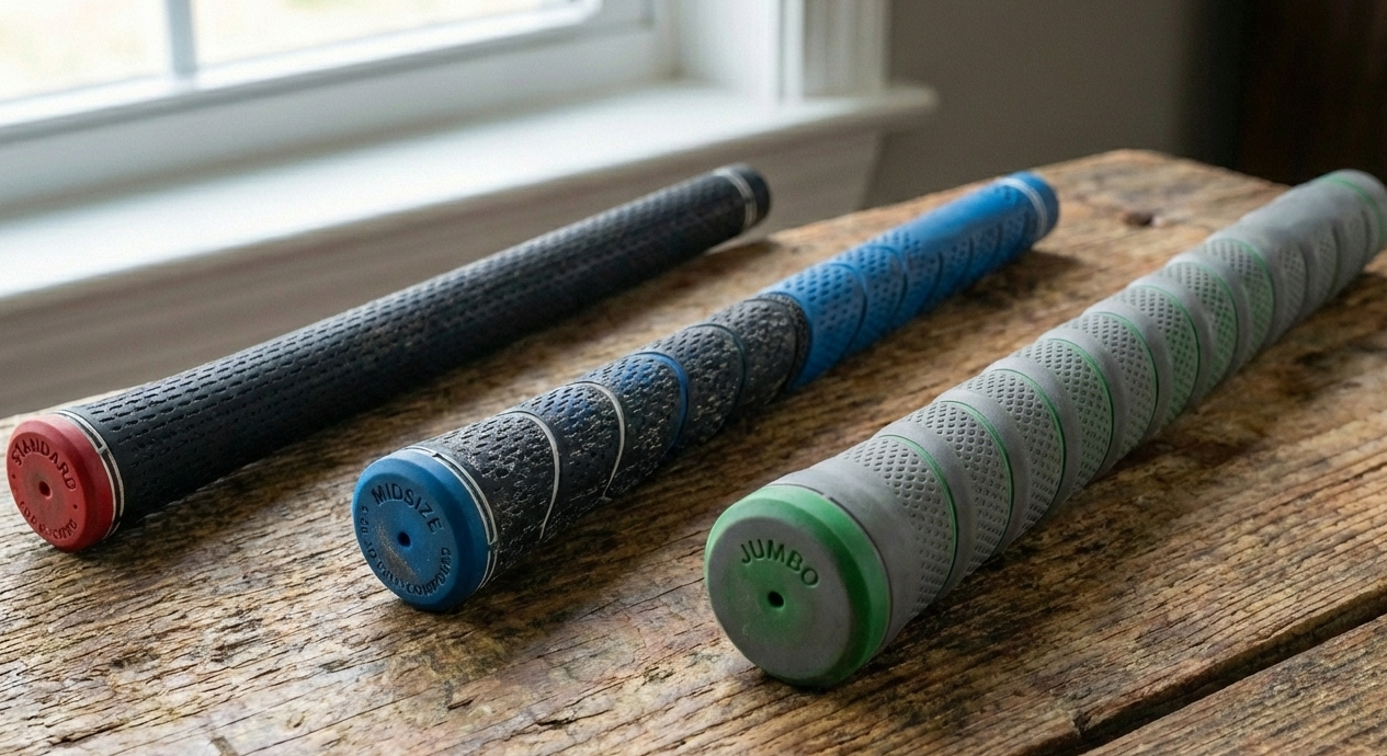 Die Griffe können unterschiedliche Stärken haben: Standard-, Midsize- und Jumbo-Griff (v.l.n.r.) (Bild: VcG und KI-Gemini)